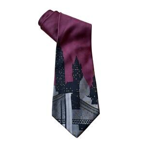Perry Ellis Portfolio 100% Silk City Scape Tie